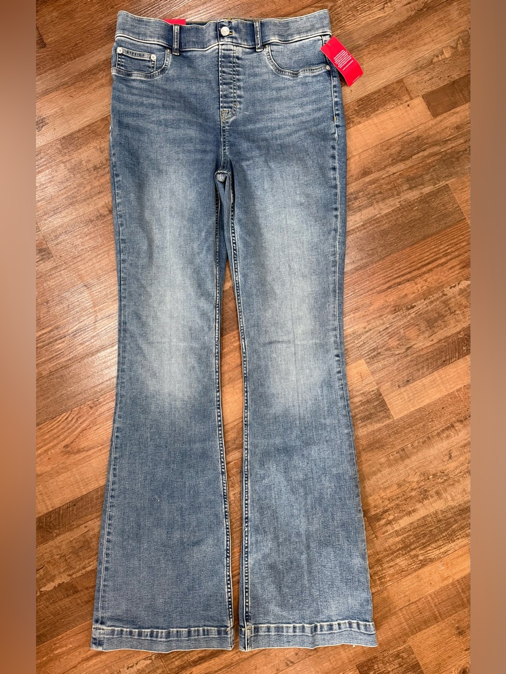 NWT Spanx Flare Pull-On Jeans Medium Compression Antique Indigo Size Large Tall